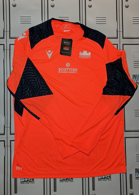 Robin Hislop - Edinburgh Rugby Macron Long Sleeve Training Top Initialled RH [Orange and Black]