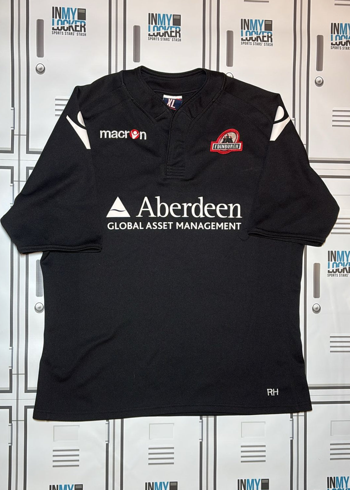 Robin Hislop - Edinburgh Rugby Macron Playing Shirt Initialled RH [Black]
