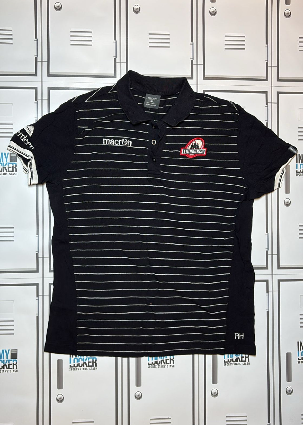 Robin Hislop - Edinburgh Rugby Macron Polo Shirt Initialled RH [Black]
