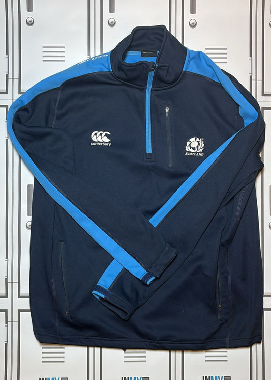 Robin Hislop - Scotland Rugby Canterbury Long Sleeve 1/4 Zip Top [Navy and Blue]