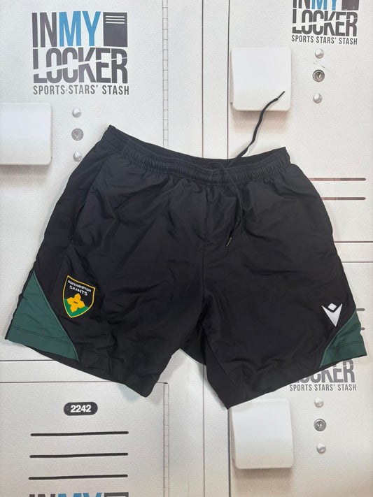 Alex Coles - Northampton Saints Initialled Gym Shorts [Black & Green]