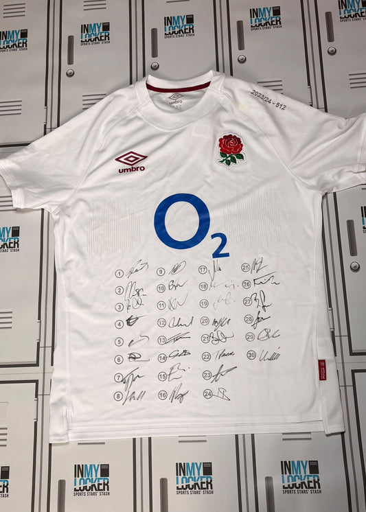Theo Dan - England Rugby 2023/24 Umbro Shirt Signed and Numbered 512 [White]