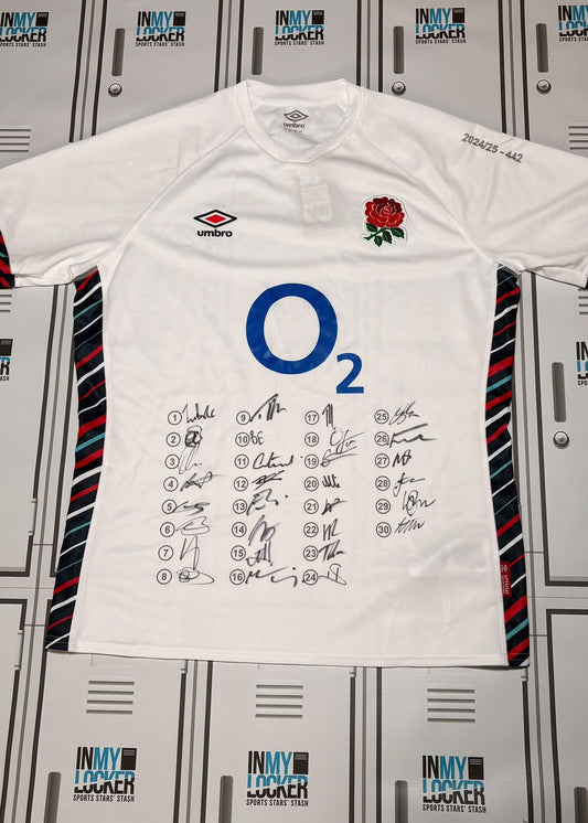 Theo Dan - England Rugby 2024/25 Umbro Shirt Signed and Numbered 442 [White]