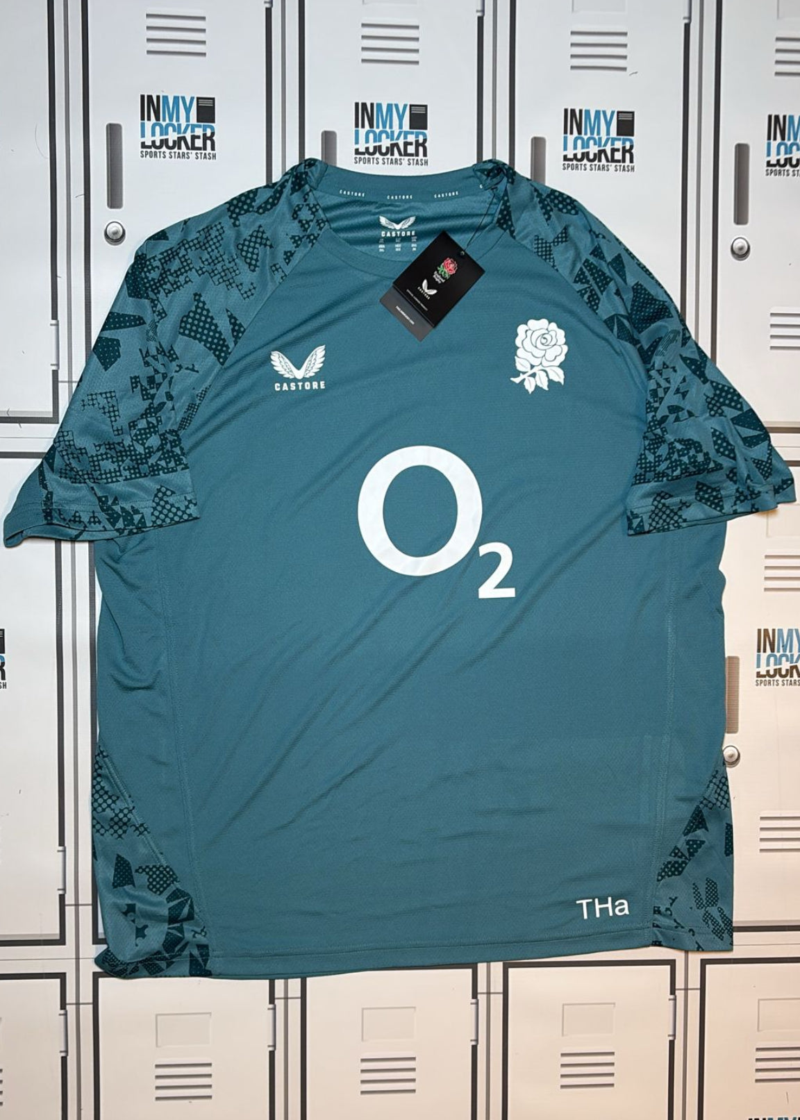 Tom Harrison - England Rugby Castore Gym T-Shirt Initialled THa [Green]