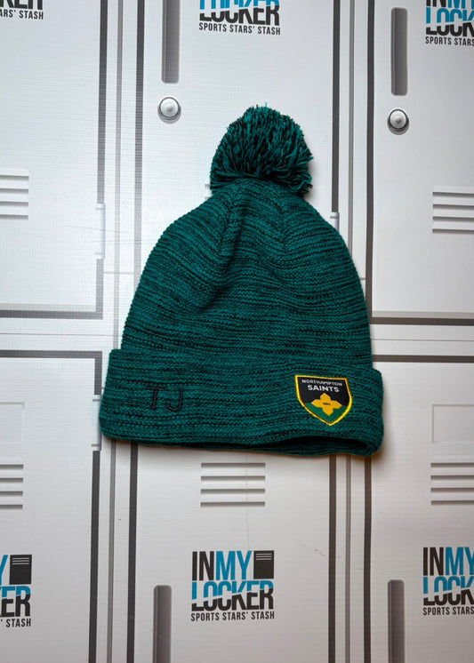 Tom James - Northampton Saints Macron Bobble Hat Initialled TJ [Green]