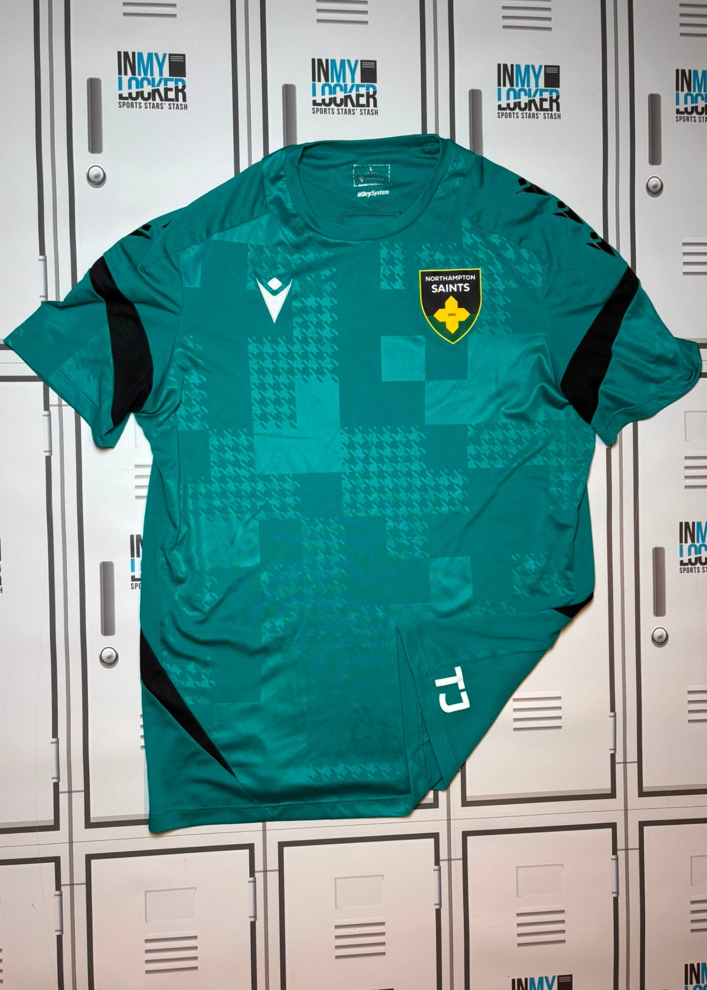 Tom James - Northampton Saints Macron Gym T-Shirt Initialled TJ [Green]