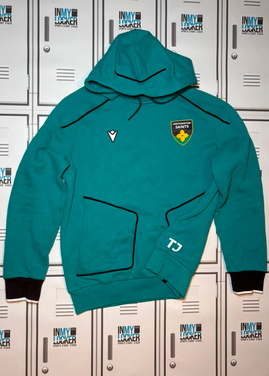 Tom James - Northampton Saints Macron Leisure Hoodie Initialled TJ [Green]
