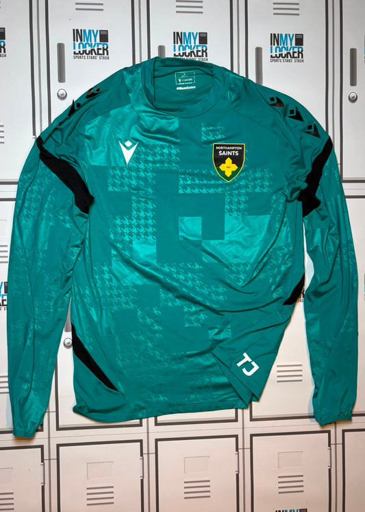 Tom James - Northampton Saints Macron Long Sleeve Training Top Initialled TJ [Green]