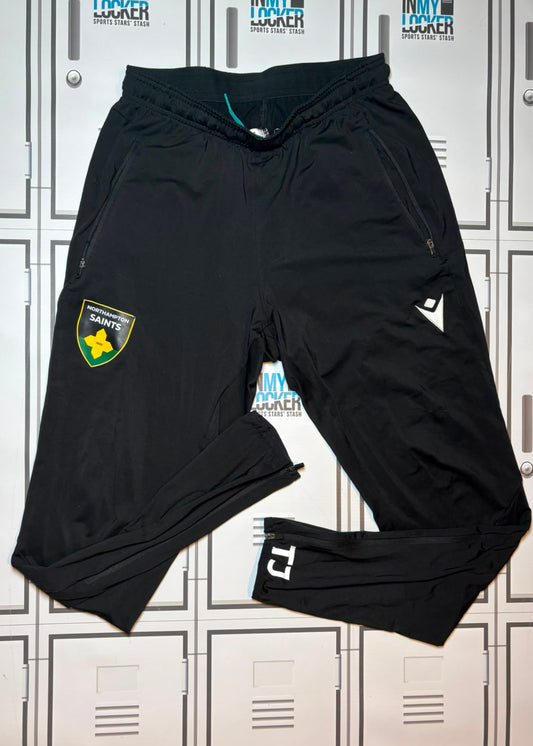 Tom James - Northampton Saints Macron Training Bottoms Initialled TJ [Black]