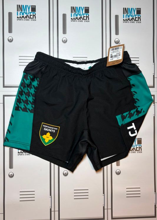 Tom James - Northampton Saints Macron Training Shorts Initialled TJ [Black]