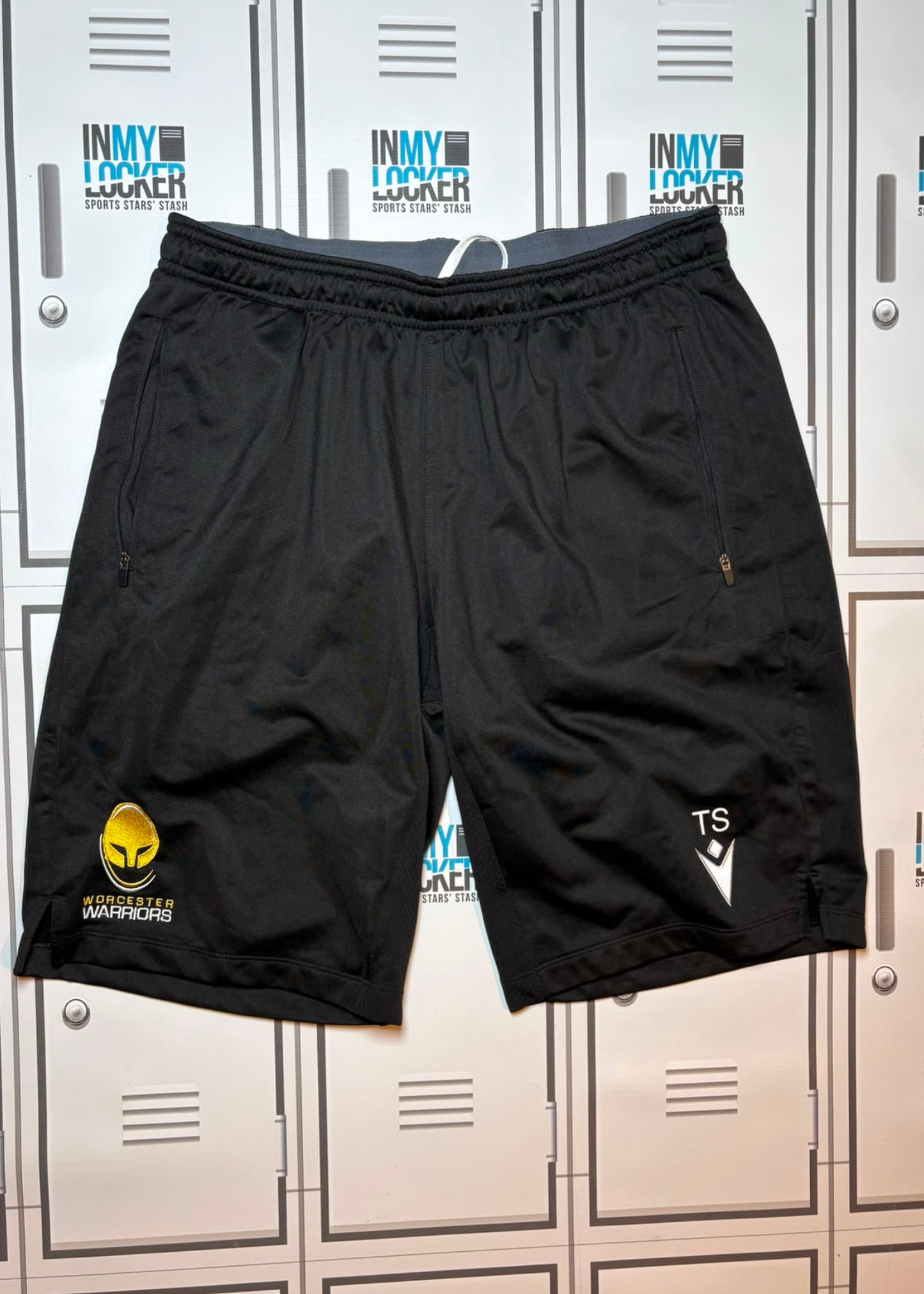Tom Seabrook - Worcester Warriors Macron Gym Shorts Initialled TS [Black]
