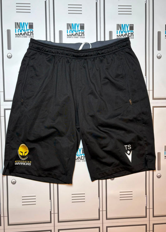 Tom Seabrook - Worcester Warriors Macron Gym Shorts Initialled TS [Black]