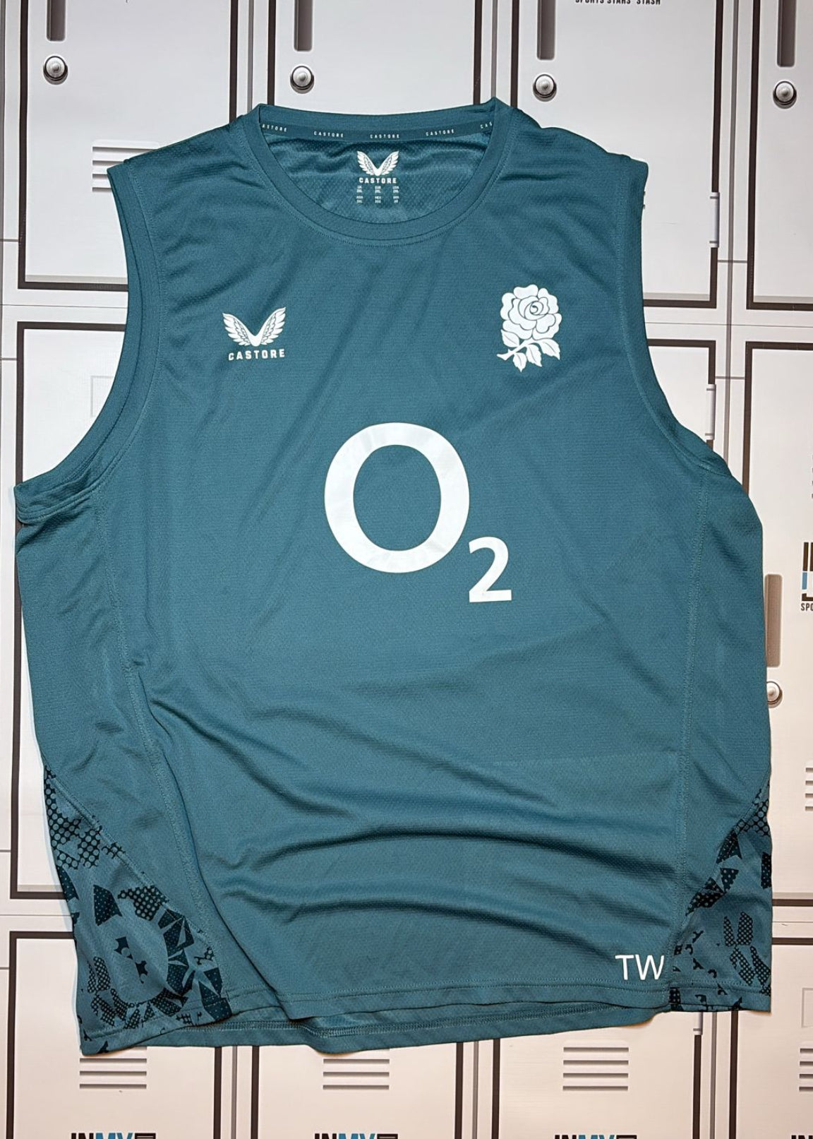 Tom Willis - England Rugby Castore Gym Vest Initialled TW [Green]