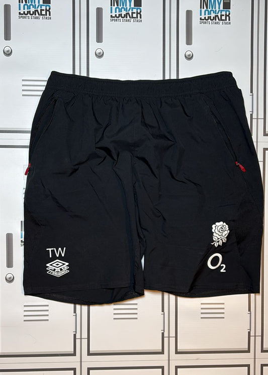 Tom Willis - England Rugby Umbro Gym Shorts Initialled TW [Black]