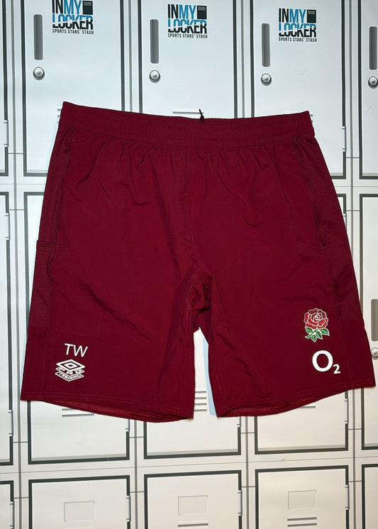 Tom Willis - England Rugby Umbro Gym Shorts Initialled TW [Red]