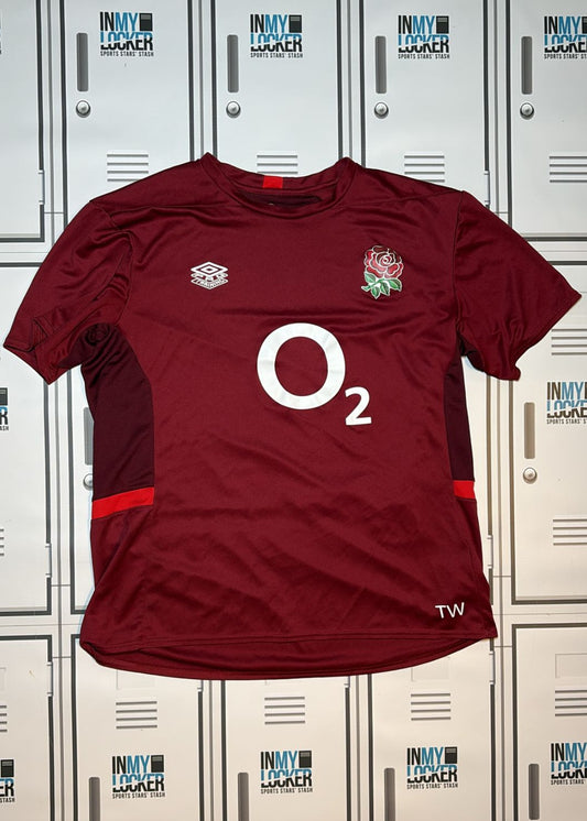 Tom Willis - England Rugby Umbro Gym T-Shirt Initialled TW [Red]