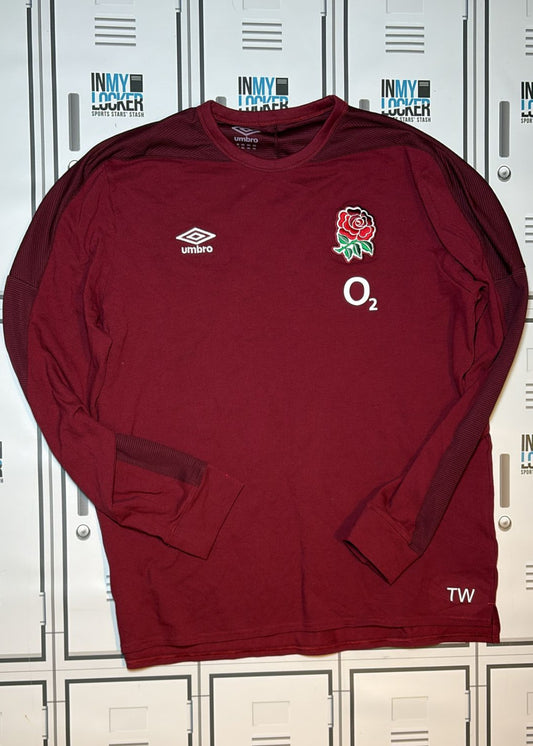 Tom Willis - England Rugby Umbro Long Sleeve T-Shirt Initialled TW [Red]