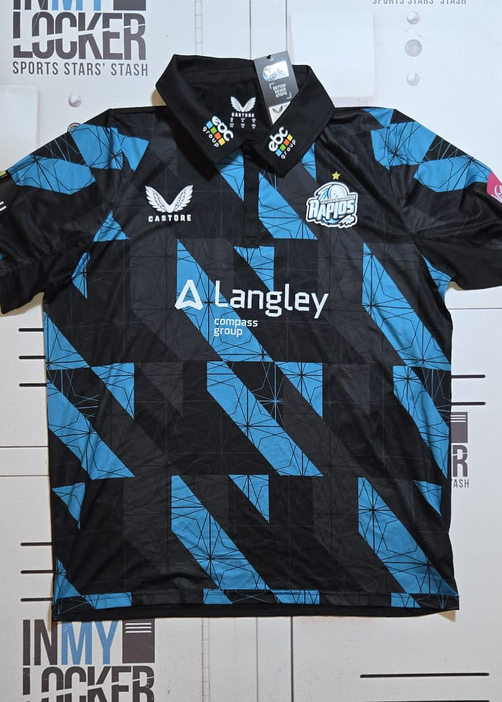 Worcestershire County Cricket Club Worcester Rapids Short Sleeve Polo Shirt [Black & Blue]