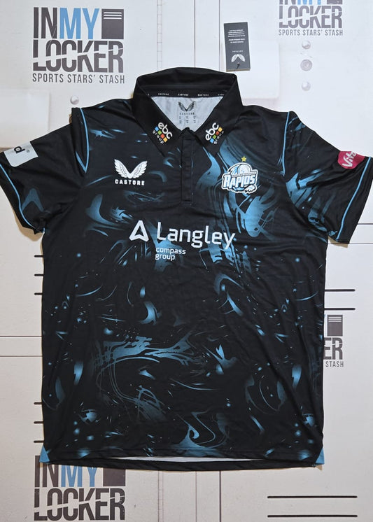 Worcestershire County Cricket Club Worcester Rapids Short Sleeve Polo Shirt [Black & Blue]