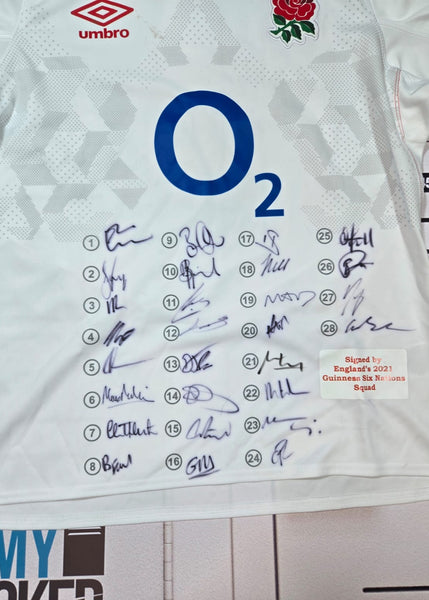 England Rugby - Squad Signed 6 Nations Shirt 2021 [White]