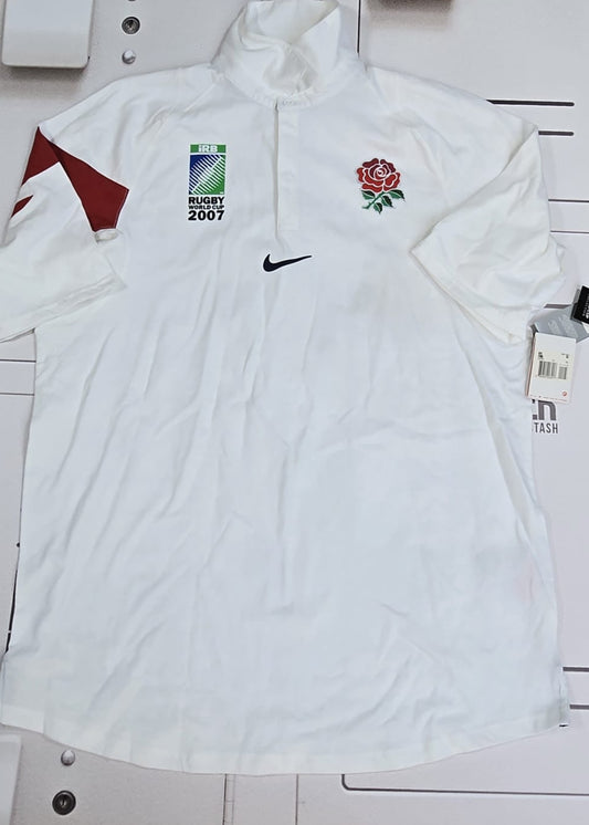 England Rugby - RWC 2007 Supporters Polo T-Shirt [White and Red]