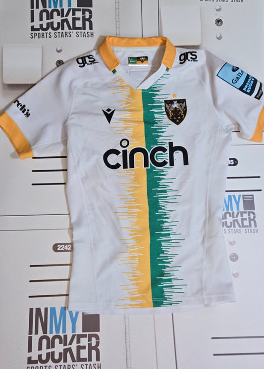 Tom Seabrook - Northampton Saints Rugby Match Worn Shirt 23/24 Season [White and Yellow]