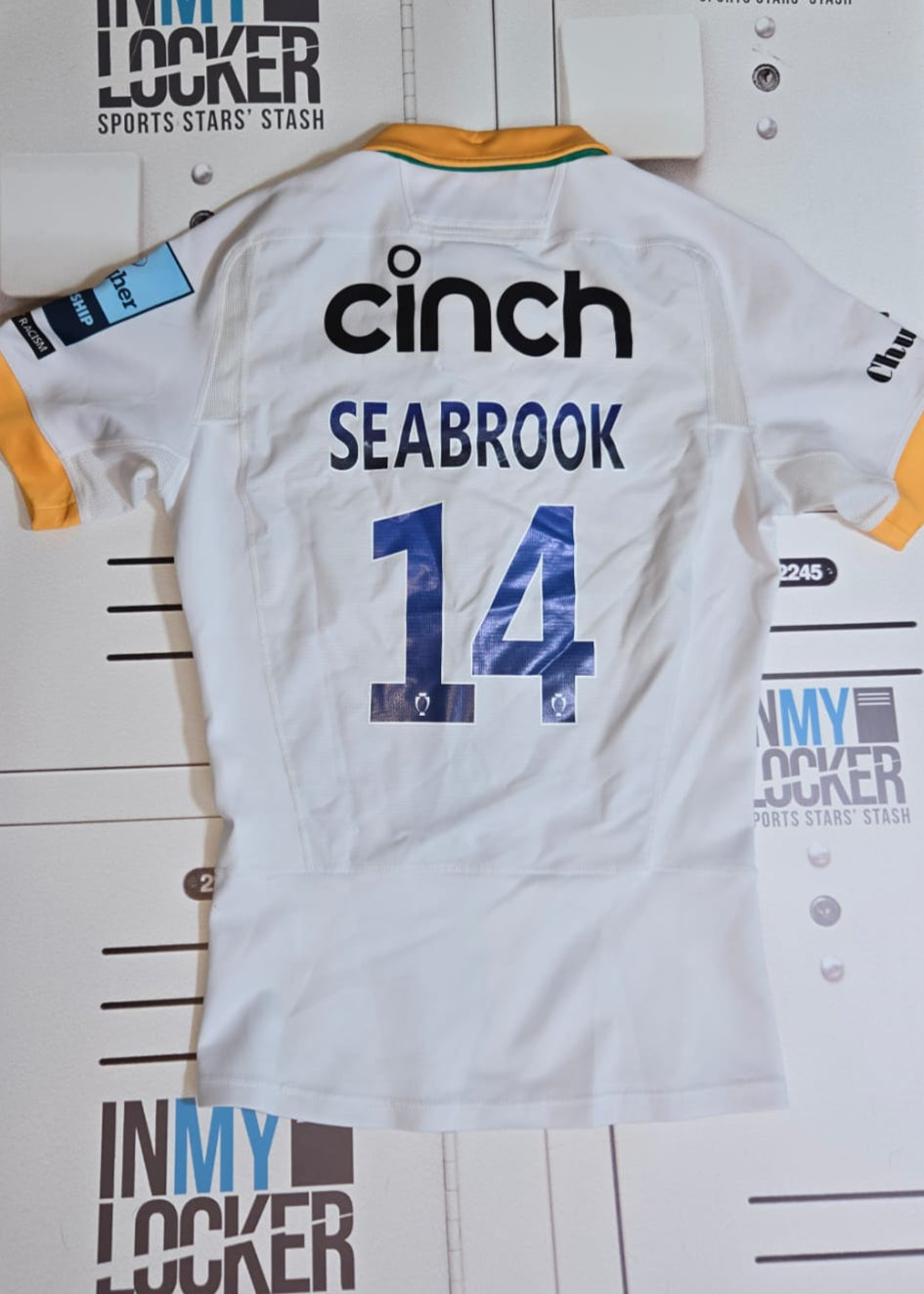 Tom Seabrook - Northampton Saints Rugby Match Worn Shirt 23/24 Season [White and Yellow]