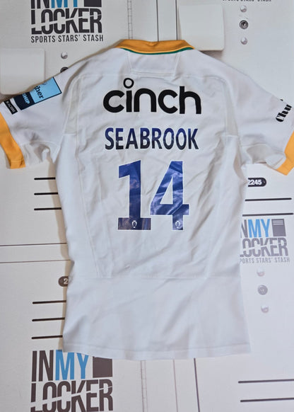 Tom Seabrook - Northampton Saints Rugby Match Worn Shirt 23/24 Season [White and Yellow]