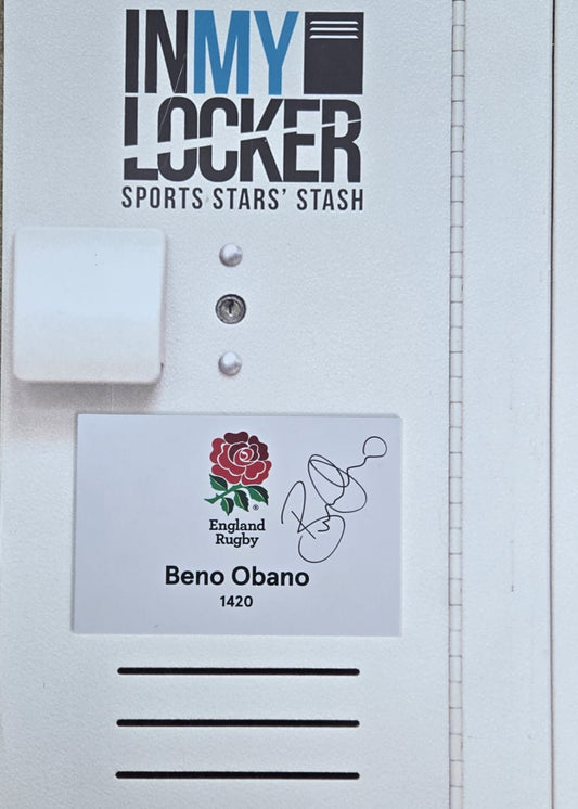 England Rugby - Signed Beno Obano Changing Room Name Plate [White]