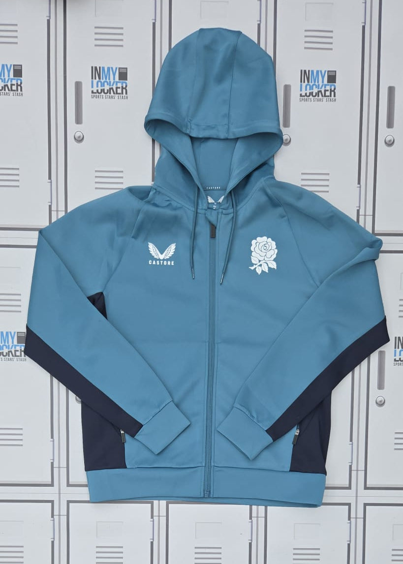England Rugby Castore Full Zip Hooded Top Initialled LM [Blue]