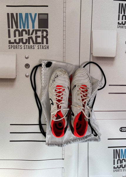 Max Malins - Signed Match-Worn Nike Tiempo Rugby Boots [White, Orange & Black]