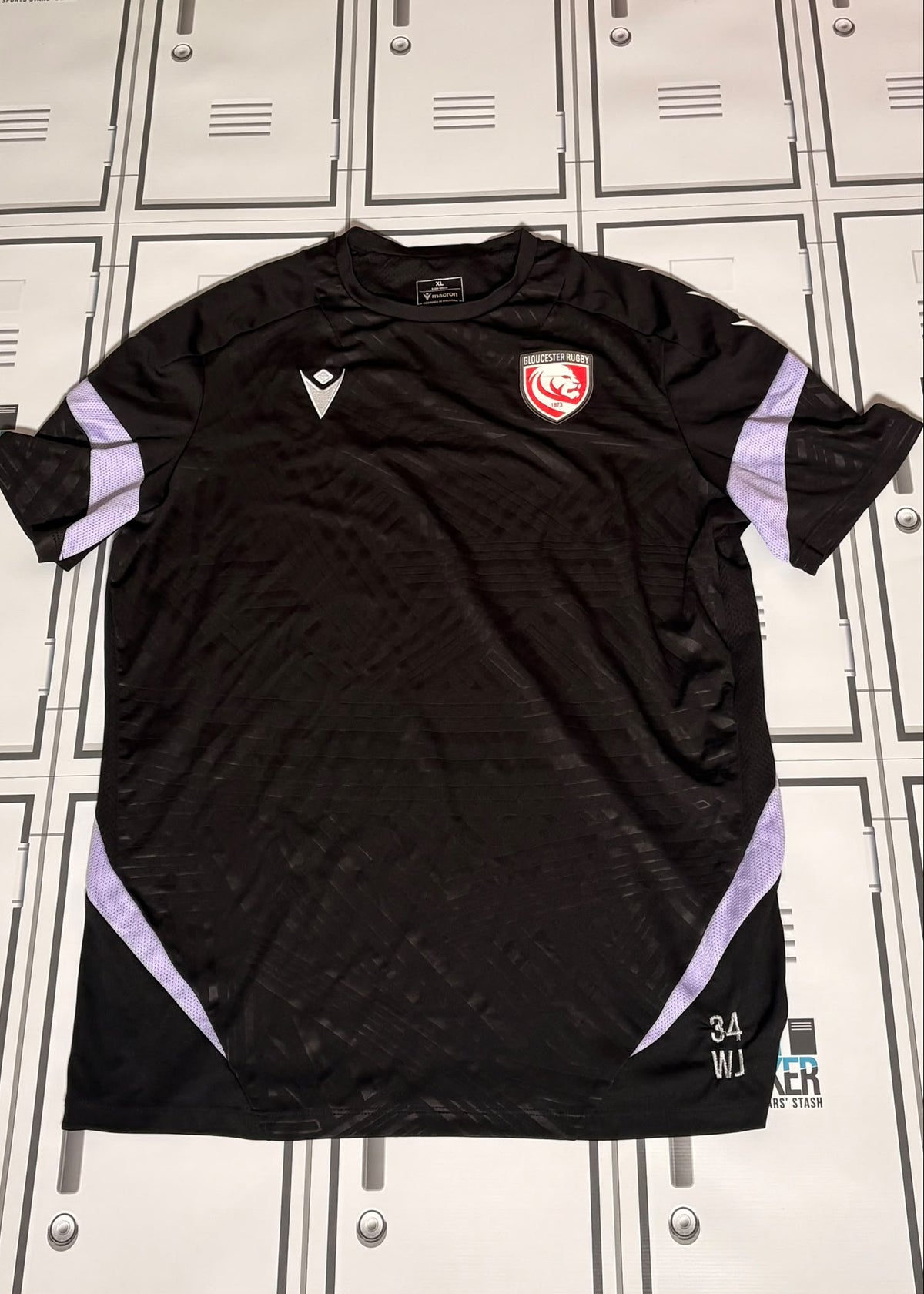 Will Joseph - Gloucester Rugby Macron Gym T-Shirt Initialled WJ and Numbered 34 [Black]