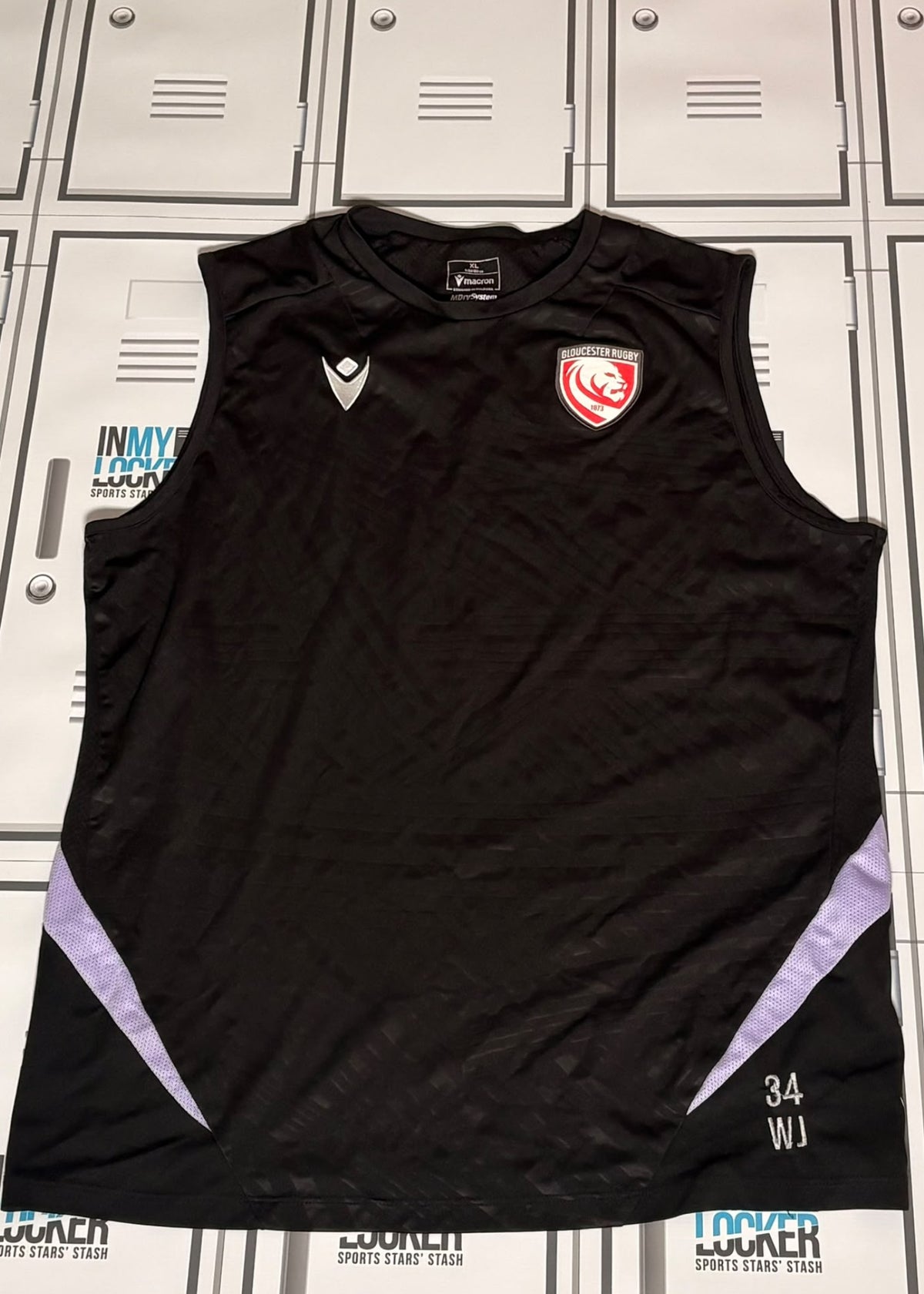 Will Joseph - Gloucester Rugby Macron Gym Vest Initialled WJ and Numbered 34 [Black]