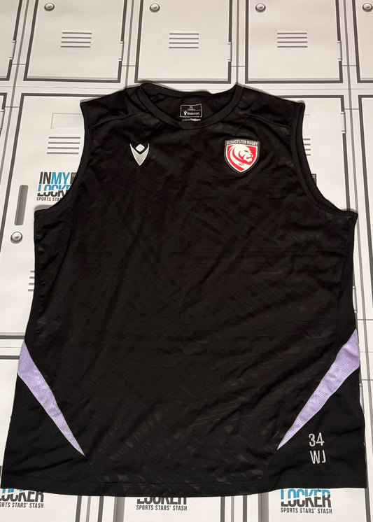 Will Joseph - Gloucester Rugby Macron Gym Vest Initialled WJ and Numbered 34 [Black]