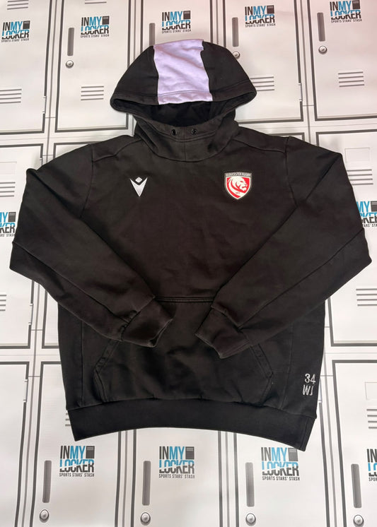 Will Joseph - Gloucester Rugby Macron Leisure Hoodie Initialled WJ and Numbered 34 [Black]