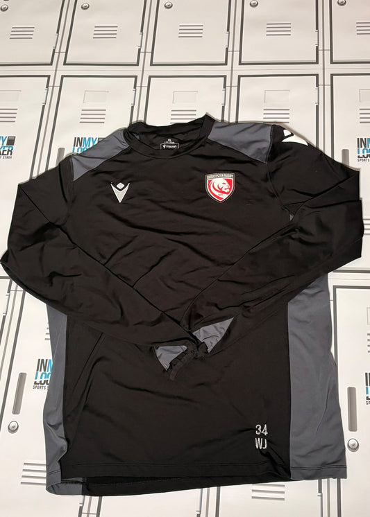 Will Joseph - Gloucester Rugby Macron Long Sleeve Top Initialled WJ and Numbered 34 [Black]