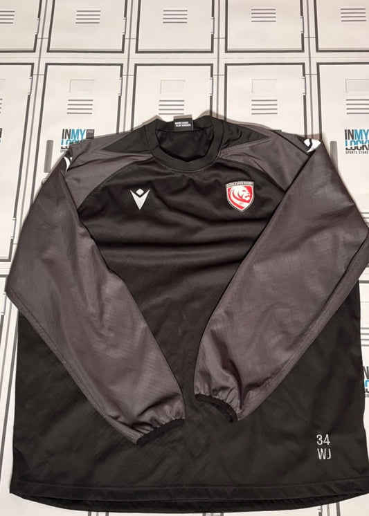 Will Joseph - Gloucester Rugby Macron Long Sleeve Training Top Initialled WJ and Numbered 34 [Black]
