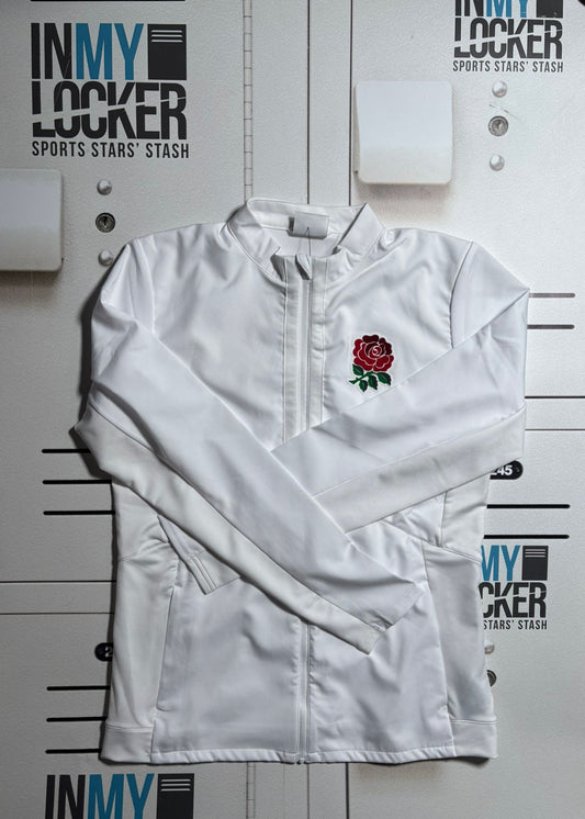 Women's England Rugby Anthem Jacket [White with Red Rose]