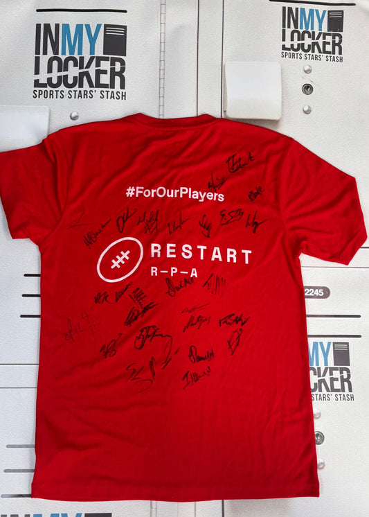Restart - Worcester Warriors : 2020/21 Squad Signed T-Shirt [Red]