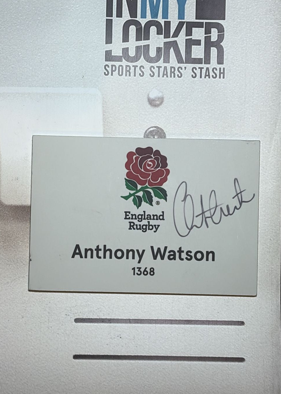 England Rugby - Signed Anthony Watson Changing Room Name Plate [White]