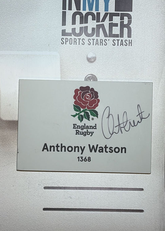 England Rugby - Signed Anthony Watson Changing Room Name Plate [White]